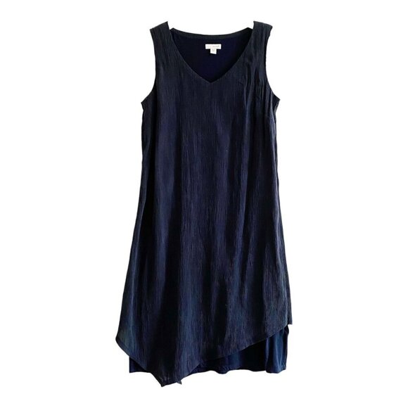 Pure Jill Textured mixed media dress, , Navy, Size XS - Picture 2 of 9